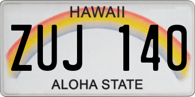 HI license plate ZUJ140