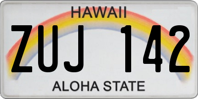 HI license plate ZUJ142