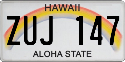 HI license plate ZUJ147