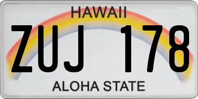 HI license plate ZUJ178