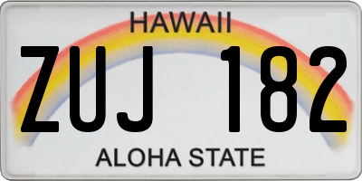 HI license plate ZUJ182