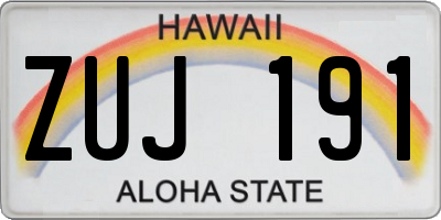 HI license plate ZUJ191