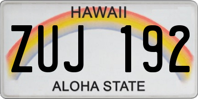 HI license plate ZUJ192