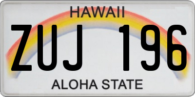 HI license plate ZUJ196