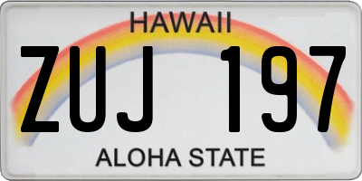 HI license plate ZUJ197