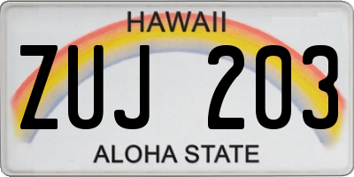HI license plate ZUJ203
