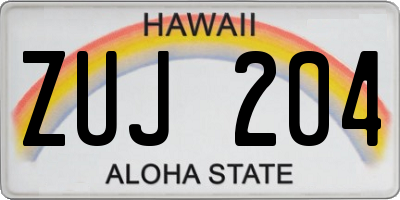 HI license plate ZUJ204