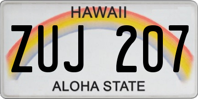 HI license plate ZUJ207