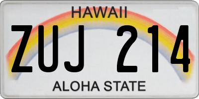 HI license plate ZUJ214