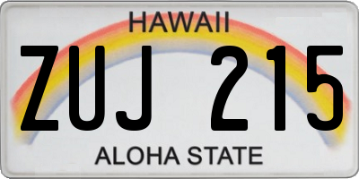 HI license plate ZUJ215