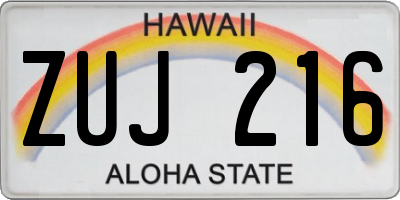 HI license plate ZUJ216