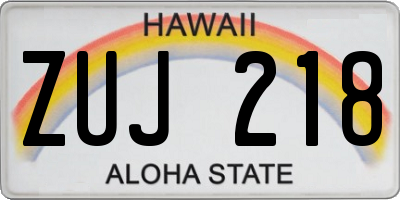 HI license plate ZUJ218