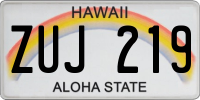 HI license plate ZUJ219