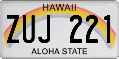 HI license plate ZUJ221
