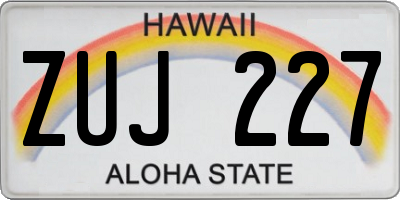 HI license plate ZUJ227