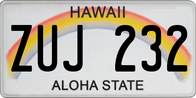 HI license plate ZUJ232