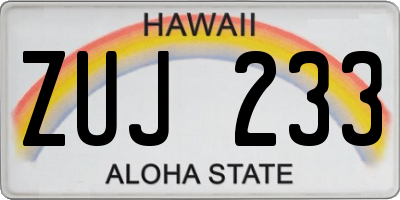HI license plate ZUJ233