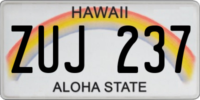 HI license plate ZUJ237