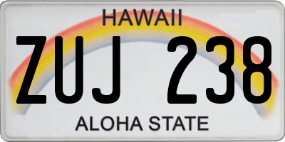 HI license plate ZUJ238