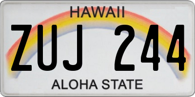 HI license plate ZUJ244
