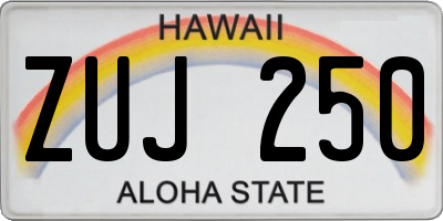 HI license plate ZUJ250