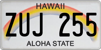 HI license plate ZUJ255