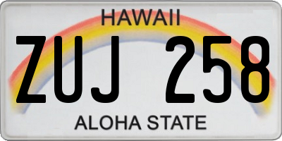 HI license plate ZUJ258