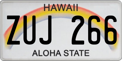 HI license plate ZUJ266