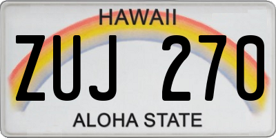 HI license plate ZUJ270