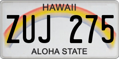 HI license plate ZUJ275