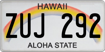 HI license plate ZUJ292