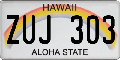 HI license plate ZUJ303