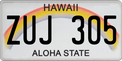 HI license plate ZUJ305