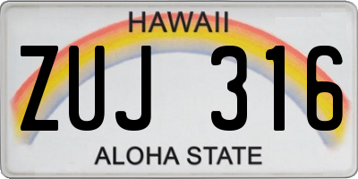 HI license plate ZUJ316