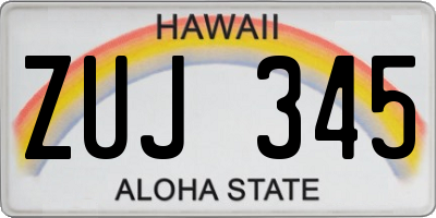 HI license plate ZUJ345