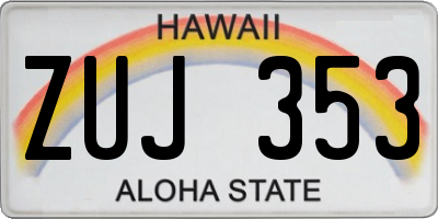 HI license plate ZUJ353