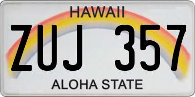 HI license plate ZUJ357