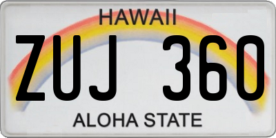 HI license plate ZUJ360