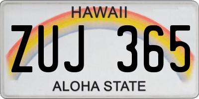 HI license plate ZUJ365