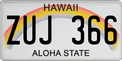 HI license plate ZUJ366