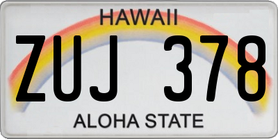 HI license plate ZUJ378