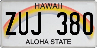 HI license plate ZUJ380