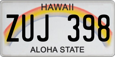 HI license plate ZUJ398