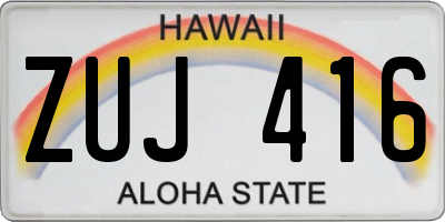HI license plate ZUJ416
