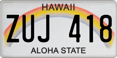 HI license plate ZUJ418