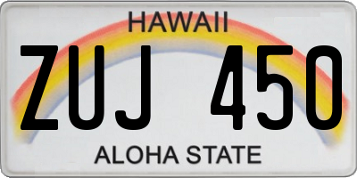 HI license plate ZUJ450