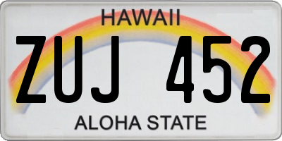 HI license plate ZUJ452