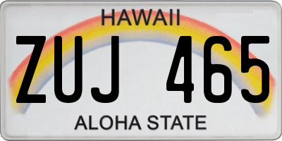 HI license plate ZUJ465