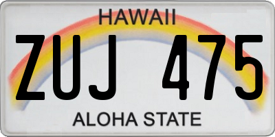 HI license plate ZUJ475