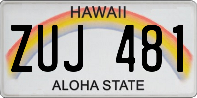 HI license plate ZUJ481